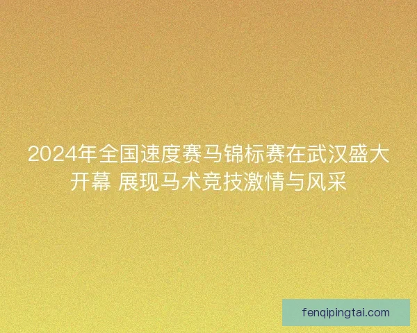 2024年全国速度赛马锦标赛在武汉盛大开幕 展现马术竞技激情与风采