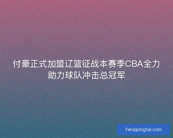 付豪正式加盟辽篮征战本赛季CBA全力助力球队冲击总冠军